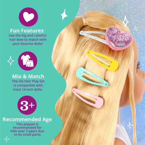 Miniatura 6 de Glitter Girls Accesorios para muñecas de 14 pulgadas – Set de juego de pelo – Accesorios de peinado – Juguetes, ropa y accesorios para niñas de 3