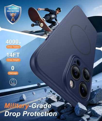 Miniatura 4 de FNTCASE Funda para iPhone 14 Pro Max color azul: [compatible con Magsafe] Funda magnética mate sólida con [protección completa de la cámara]