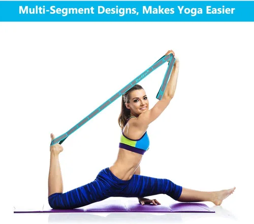 Miniatura 4 de Correa elástica para estiramiento de yoga, correa elástica multibucle para terapia física, pilates, yoga, danza y gimnasia, ejercicio y banda Azul