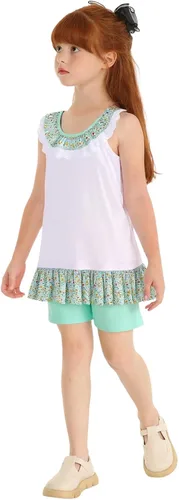 Miniatura 35 de LittleSpring Conjunto de verano para niñas con camiseta sin mangas y pantalones cortos florales