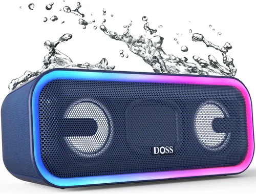 DOSS SoundBox Pro+ - Altavoz de Bluetooth inalámbrico con sonido impresionante de 24 vatios, bajos en aumento, emparejamiento estéreo inalámbrico,