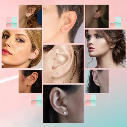 Miniatura 9 de Aretes tipo dormilona de plata esterlina para mujeres, hombres, niñas. 3 pares de pequeños aretes redondos de circonita cúbica con circonita cúbica