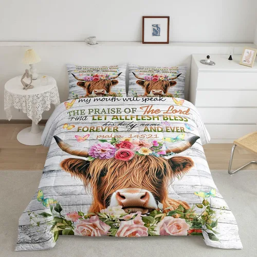 Miniatura 15 de Feelyou Juego de edredón de zorro ártico, juego de ropa de cama para niños y niñas, bonito edredón de animales salvajes, juego de edredón 1 juego