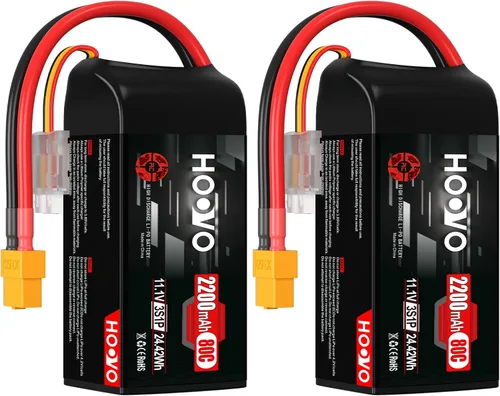 Miniatura 9 de HOOVO 3S Lipo Battery 2200mAh 80C 11.1V Shorty Lipo Batería Softcase con conector EC3 para drone RC Quadcopter helicóptero avión FPV RC Car, 2