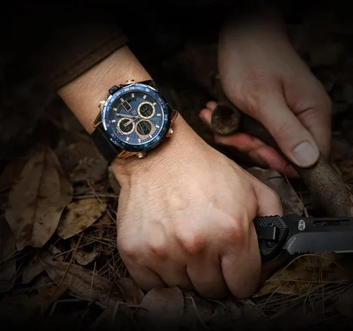 Miniatura 6 de NAVIFORCE Relojes digitales militares para hombre reloj analógico de cuarzo impermeable reloj deportivo multifuncional de cuero