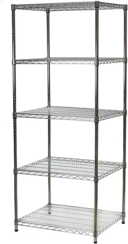 SI Estantería escalonada de alambre cromado de 24 pulgadas de profundidad x 30 pulgadas de ancho x 54 pulgadas de alto con 5 estantes ajustables,