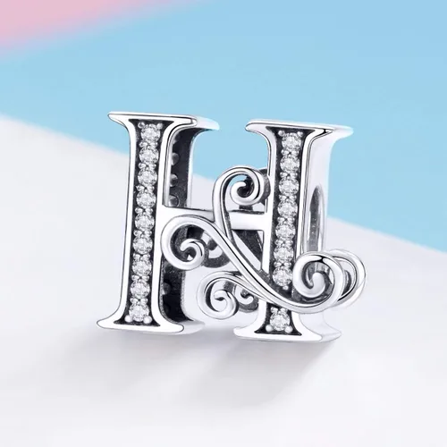 Miniatura 4 de Plata de ley 925 maciza con piedras cúbicas, opciones de regalo completas AZ alfabeto encantador, letras abalorios para pulseras europeas Pandora