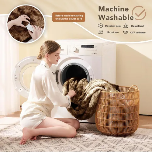 Miniatura 7 de Homemate Manta térmica eléctrica tamaño matrimonial – Manta térmica de 72 x 84 pulgadas, tamaño matrimonial, 1/2/4/6/8 horas de apagado automático