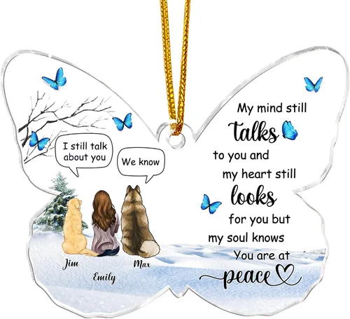 Miniatura 11 de Gossby Adorno conmemorativo de perro en forma de mariposa de acrílico personalizado – Regalo personalizado de condolencias de perro con diseño