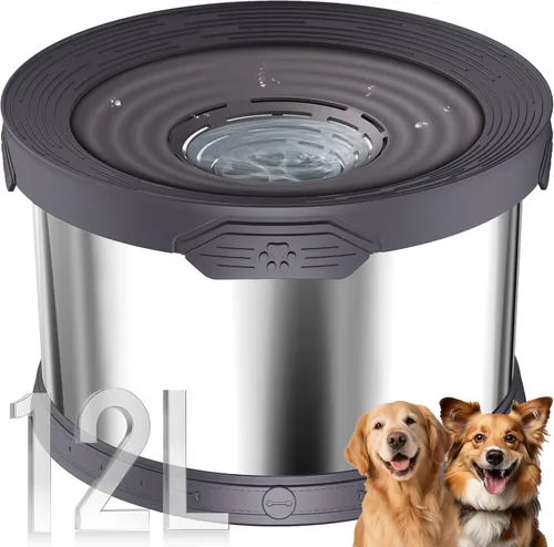 Miniatura 18 de UPSKY Cuenco de agua para perros sin derrames 8L acero inoxidable, 2.1 galones gran capacidad cuencos para perros a prueba de derrames