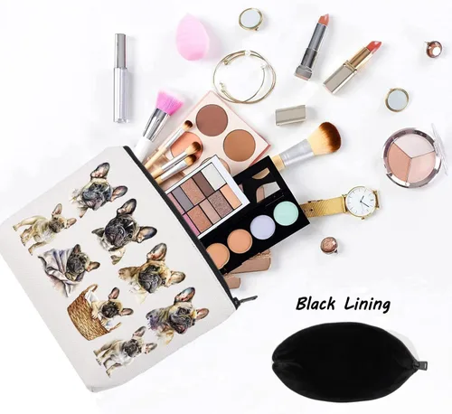 Miniatura 3 de LEVLO Bolsa de maquillaje cosmética Bulldog Francés Regalo Mamá Francés Bulldog Dueño Bolsa de viaje Bolsa de viaje Bulldog Merch, FRENCH BULLDOG