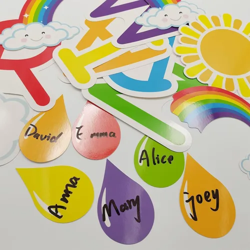Miniatura 4 de Recortes motivacionales de tablón de anuncios de arcoíris, decoración inspiradora de aula con texto en inglés «We are a Rainbow of Posibilitys»