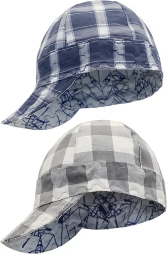 BOCOMAL Gorro de Soldadura Resistente al Fuego CAT2 de Peso Medio con Estampado, Gorras de Soldador de 6 Paneles - Juego de 2