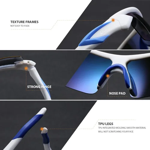 Miniatura 5 de Bevi Polarized Sports Sunglasses TR90 Unbreakable Frame for Men Women Running Cycling Golf Baseball Amarillo Azul
