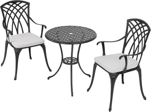 Miniatura 8 de NUU GARDEN - Juego de bistró de 3 piezas para exteriores, todo clima, de aluminio fundido, juego de mesa de bistró y 2 sillas para patio