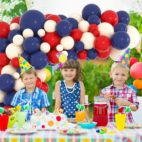 Miniatura 6 de Kit de arco de guirnalda de globos rojos y azules, azul marino, azul oscuro, globos rojos, globos neutros rubor, para cumpleaños, boda, aniversario