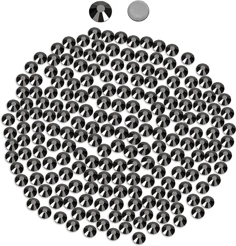 Miniatura 36 de Cristales negros redondos Hotfix de vidrio plano (SS12/3.2MM/1440pcs)