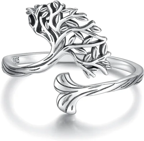 zaxsj TreeofLifeRingsforWomen925SterlingSilverRetroCelticKnotIrishTreeofLifePendantNecklaceRingJewelryGiftsforWomen