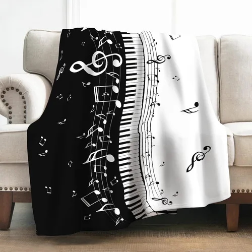 Levens Manta Musical Regalos para Mujeres Niñas Hombres 60"x50", Decoración de Notas Musicales de Piano Abstracto para el Hogar, Dormitorio, Sala de