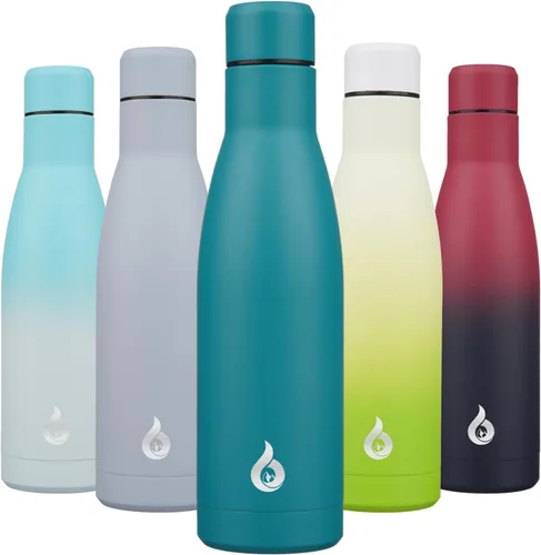 Miniatura 104 de BJPKPK Botella de Agua Aislada 17oz Botellas de Agua de Acero Inoxidable Apta para Lavavajillas Metal Térmica Mantiene Frío y Caliente, Gris Niebla