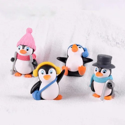 Miniatura 2 de Figuras de pingüino lindas, juego de 4 figuras de pingüino, decoración de pastel y decoración de jardín de hadas