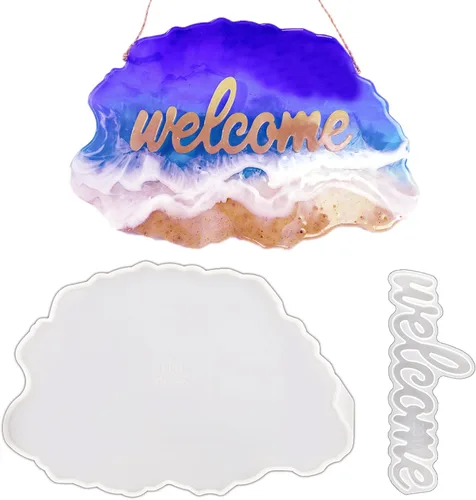 Molde de resina de letrero de bienvenida, molde de bandeja de silicona grande para decoración de resina epoxi | Create Custom Welcome Signs or