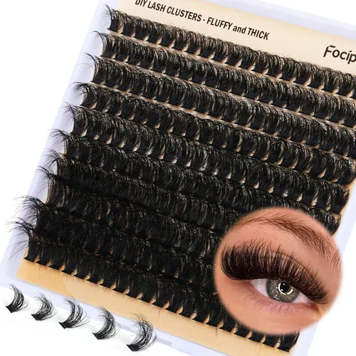 Miniatura 20 de Focipeysa Kit de extensión de pestañas gruesas de volumen completo, kit de extensión de pestañas 40P, kit de extensión de pestañas con pegamento