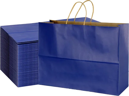 Miniatura 11 de BLEWINDZ 70 bolsas de papel grandes con asas, 16 x 6 x 12 pulgadas, bolsas de compras de papel multicolor para pequeñas empresas, bolsa de regalo 10