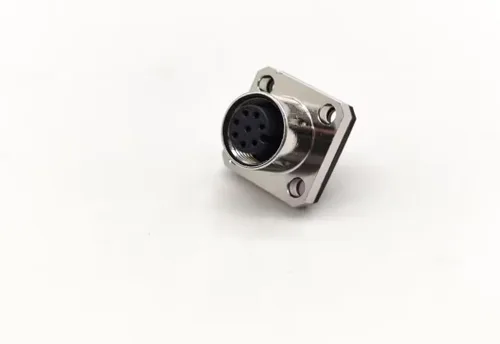 Miniatura 8 de Elecbee M12 conector hembra 8 Pin Socket 4 agujero brida montaje soldadura taza para cable