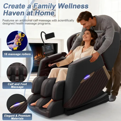 Miniatura 3 de Silla de masaje de cuerpo completo, silla de masaje de gravedad cero con 16 rodillos fijos, programa de masaje automático, masaje de pies
