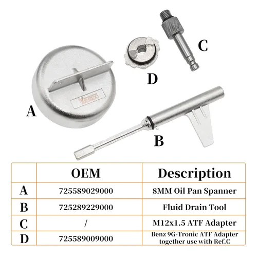 Miniatura 2 de Herramienta de llenado de aceite de transmisión de metal, compatible con fluido de transmisión ATF de 9 velocidades 9G-Tronic 725.0 de Mercedes