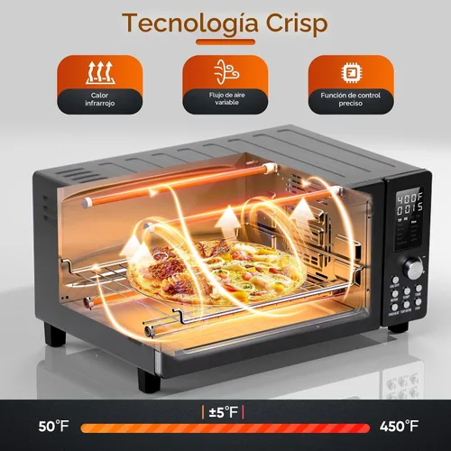 Miniatura 4 de Nuwave Bravo Pro - Combo de horno tostador y freidora de aire por convección, nuevo y mejorado 2025, 10 en 1, controles de temperatura de 50°-450°F