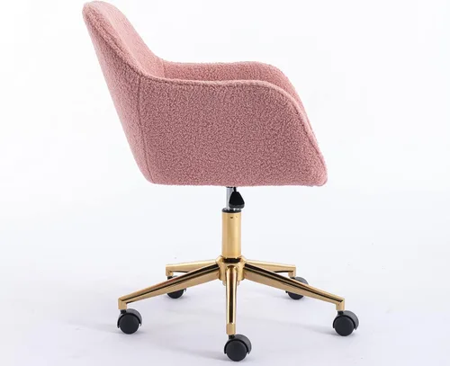 Miniatura 5 de Silla de oficina en casa, silla de escritorio peluda, silla de tocador tapizada y esponjosa, silla de trabajo moderna, silla giratoria ajustable