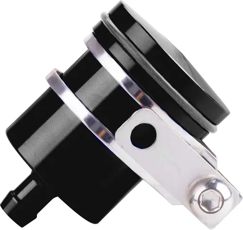 Depósito de aceite universal de aluminio para motocicleta, depósito de líquido de freno, apto para Yamaha, Kawasaki, Honda, Suzuki, BMW y más (negro)