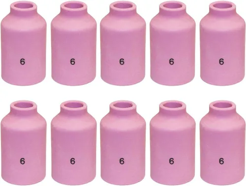 Miniatura 6 de WeldingCity Paquete de 10 vasos de cerámica con lente de gas de alúmina 54N14 (#8, 1/2") para soplete de soldadura TIG Serie 17, 18 y 26