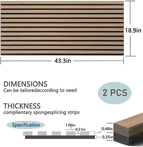 Miniatura 2 de Paneles de listones de chapa de madera acústica para decoración de paredes interiores y techos 3D sin costuras empalmadas absorbentes de sonido