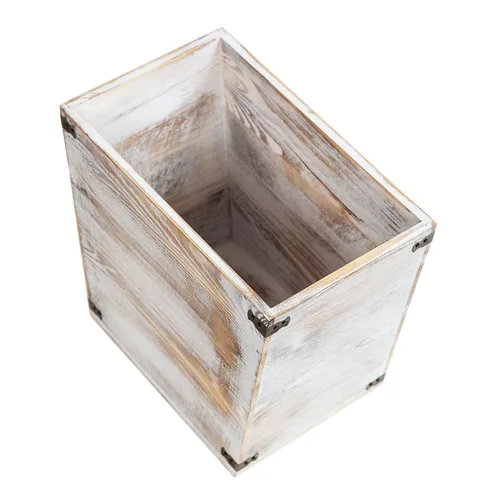 Miniatura 3 de Basurero de madera con antorchas de estilo rústico gris con soportes decorativos de metal para dormitorio, sala de estar, baño y oficina