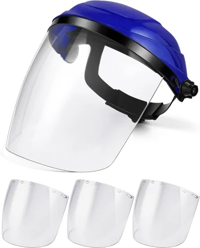 Miniatura 9 de Tellegloww 8 protectores faciales de seguridad para moler y cortar, visera transparente resistente a los impactos, máscara facial completa con casco