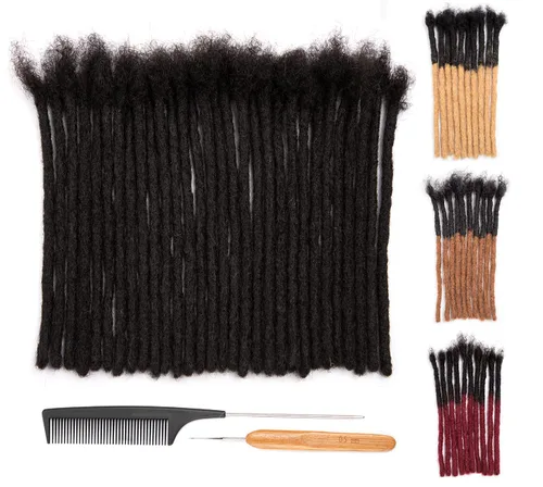 Miniatura 29 de DAIXI 0.2cm y 0.4cm y 0.6cm y 0.8cm de grosor 4-18 pulgadas 10 hebras extensiones de rastas de cabello humano 100% real para hombres/mujeres