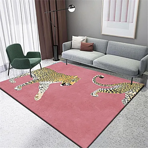 Miniatura 29 de Alfombra de área con estampado de leopardo, 3 x 5 pies, alfombra con estampado de guepardo africano majestuoso y vida silvestre, alfombra de pelo 15