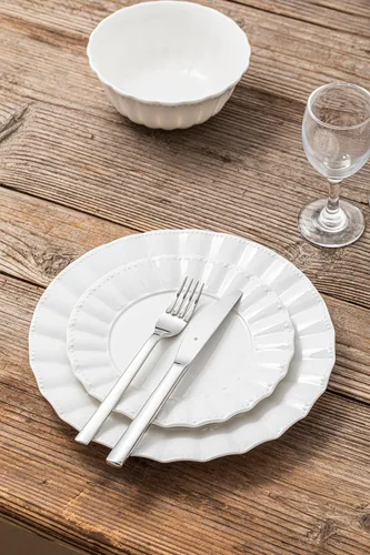 Miniatura 6 de HOMBENE Juego de vajilla, 12 piezas de platos y tazones para 4, juego de vajilla moderno de cerámica para fiesta, juego de vajilla de porcelana