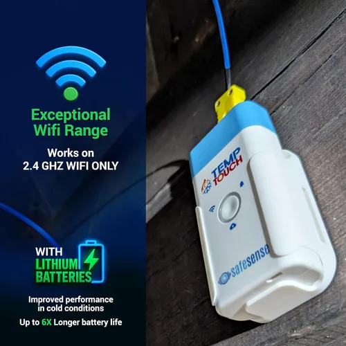 Miniatura 7 de Sensor de termopar WiFi TempTouch - Monitor inalámbrico de temperatura y humedad de la sonda y ambiente - Funciona con sondas K, J, T, E, R, S, B, N