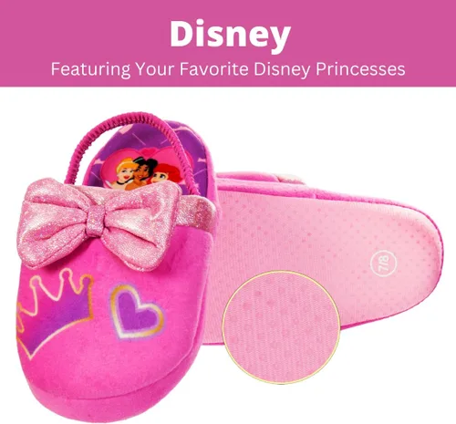Miniatura 2 de Disney Girls Princess Slippers - Fuzzy Slippers Tangled, Little Mermaid, Beauty and the Beast (size 5-10 Toddlersize 11-12 Little Kid)