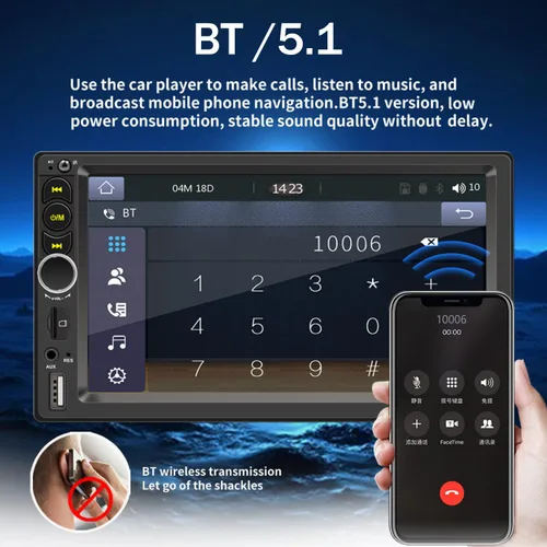 Miniatura 3 de Estéreo de coche de 7'' de doble DIN incorporado con Apple Carplay, Bluetooth 5.1 con llamadas manos libres, radio de coche con pantalla táctil FM