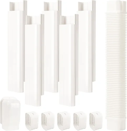 Miniatura 10 de GUEQUITLEX Kit de cubierta de línea dividida de 3 pulgadas de ancho, 7.5 pies, kit de cubierta decorativa de PVC para aire acondicionado central
