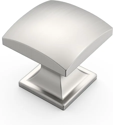 Amerdeco Paquete de 10 pomos y tiradores de gabinete de níquel satinado cepillado de 1-1/3 pulgadas, pomos redondos de un solo agujero para armarios