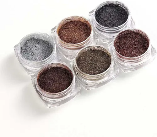 Miniatura 6 de 6 cajas de polvo de uñas cromado, efecto espejo metálico para uñas, holográfico, dorado, bronce, cromado, plateado, negro, marrón, purpurina