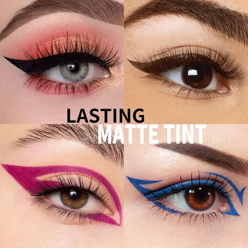 Miniatura 3 de KYDA Delineador de ojos líquido negro, tinte mate natural, punta ultrafina, lápiz delineador de ojos pigmentado duradero, fórmula suave y sedosa