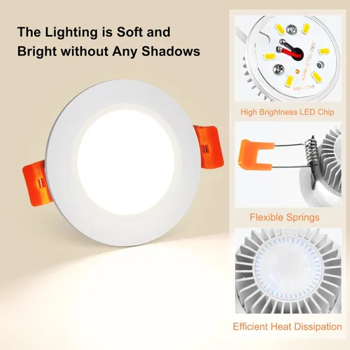 Miniatura 3 de Iluminación LED empotrable de 2 pulgadas, luz Downlight regulable de 3 W (equivalente a halógeno de 35 W), CRI80, luz de techo blanca natural