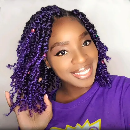Miniatura 23 de Cabello Passion Twist de 12 pulgadas, 8 paquetes, cabello de ganchillo pretrenzado para mujeres negras, cabello rizado de ganchillo preenlazado, 1b#